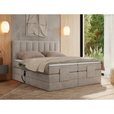 MKS Boxspringbett COMFORTO in Beige, Liegefläche 140x200 cm – Taschenfederkern
